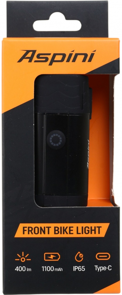 Фонарь велосипедный Aspini 400 Lm черный FL-400AP-BLK