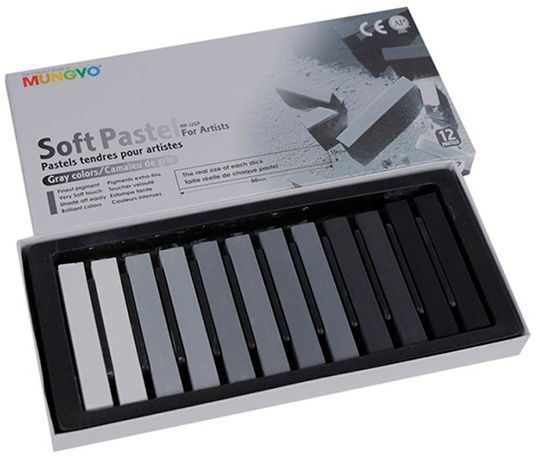 Пастель сухая Серый, профессиональная, мягкая Mungyo 94100662 12 цветов