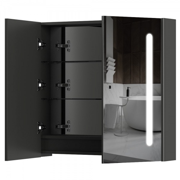 Зеркальный шкаф Aquarius Silver с LED-подсветкой 80 графит 