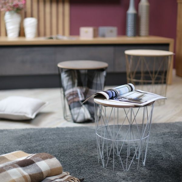 Стіл-кошик Сканді 40х40х42 см білий з чорним