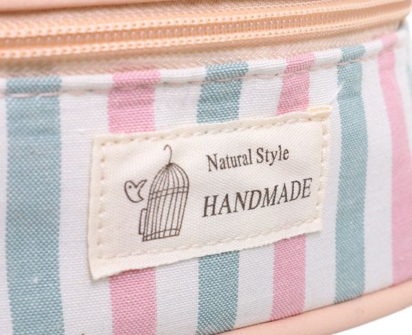 Косметичка Полоска розовый с зеленым 