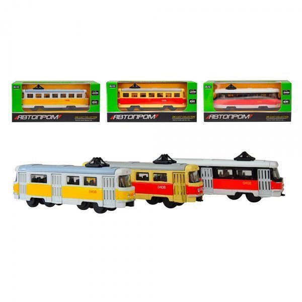Автомодель Автопром 1:64 7654 Трамвай в асортименті