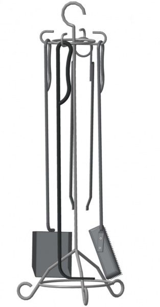 Комплект для каміна Стійка, кочерга, совок, щипці, щітка