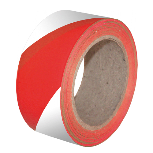 Лента самоклеящаяся предупреждающая бело-красная 50 мм 33 м