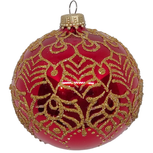 Куля новорічна скляна d100, золот.малюнок 9513-1 