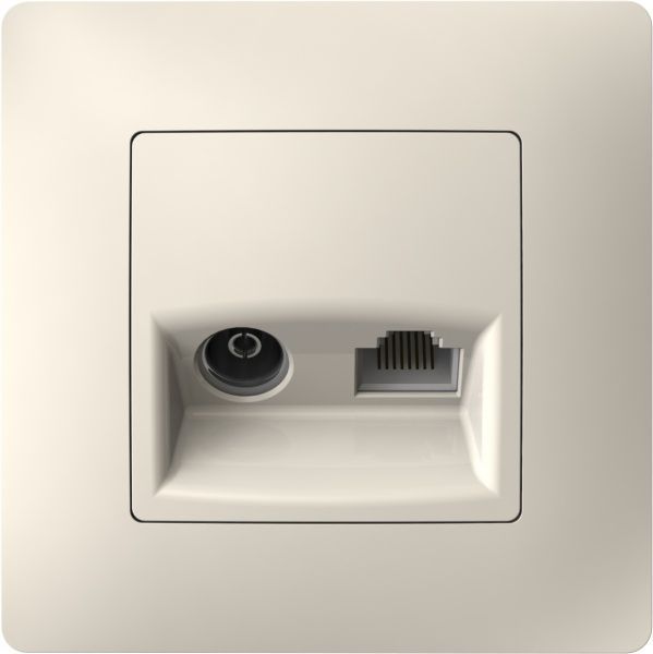 Розетка TV+RJ45 оконечная двойная Plank Electrotechnic Classic/Nordic слоновая кость PLK0911131