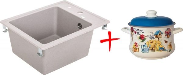 Мойка для кухни Metalac Х granit-quadro 40 152982 + сифон + кастрюля 