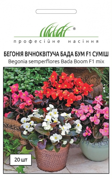 Семена Професійне насіння бегония Бада Бум F1 смесь 20 шт. (4823058203058)