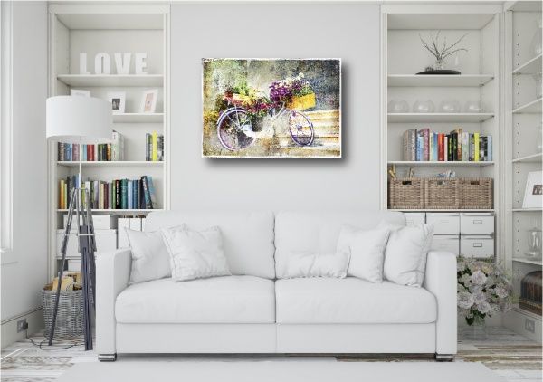 Декор настенный Цветочный велосипед 42x59,4 см разноцветный 