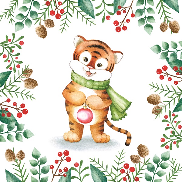 Салфетки столовые Silken Тигренок с шариком 33х33 см 16 шт.