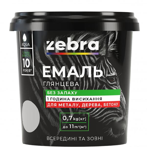 Эмаль акриловая универсальная ZeBra RAL 9005 черный глянец 0,7кг
