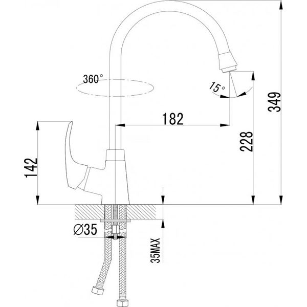 Змішувач для кухні Imprese Malse 55010