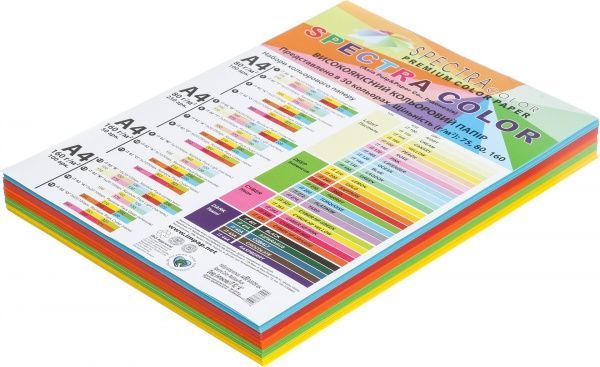 Папір офісний кольоровий Spectra Color A4 80 г/м інтенсив Rainbow Pack Deep 250 аркушів різнокольоровий 