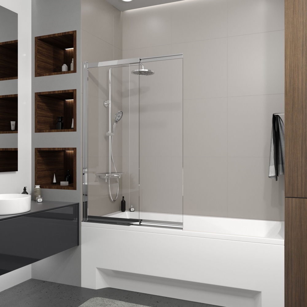 Шторка для ванны Koller Pool Style 1000х1500 мм chrome, скло 6 мм clear