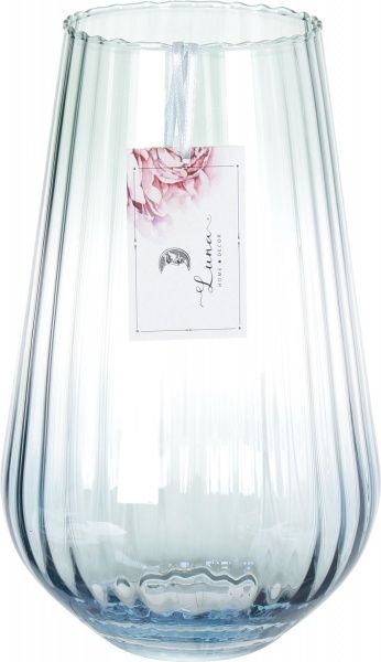 Ваза стеклянная голубая Plisse 27 см Wrzesniak Glassworks