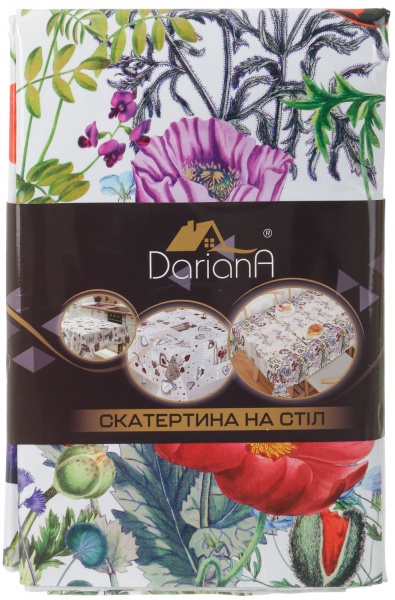 Скатерть Маки 137x110 см белый с рисунком Даріана 