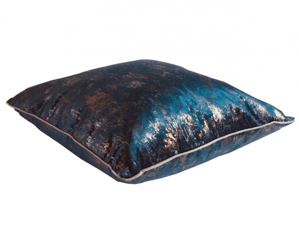 Подушка декоративна велюр 45x45 см синій із принтом La Nuit 