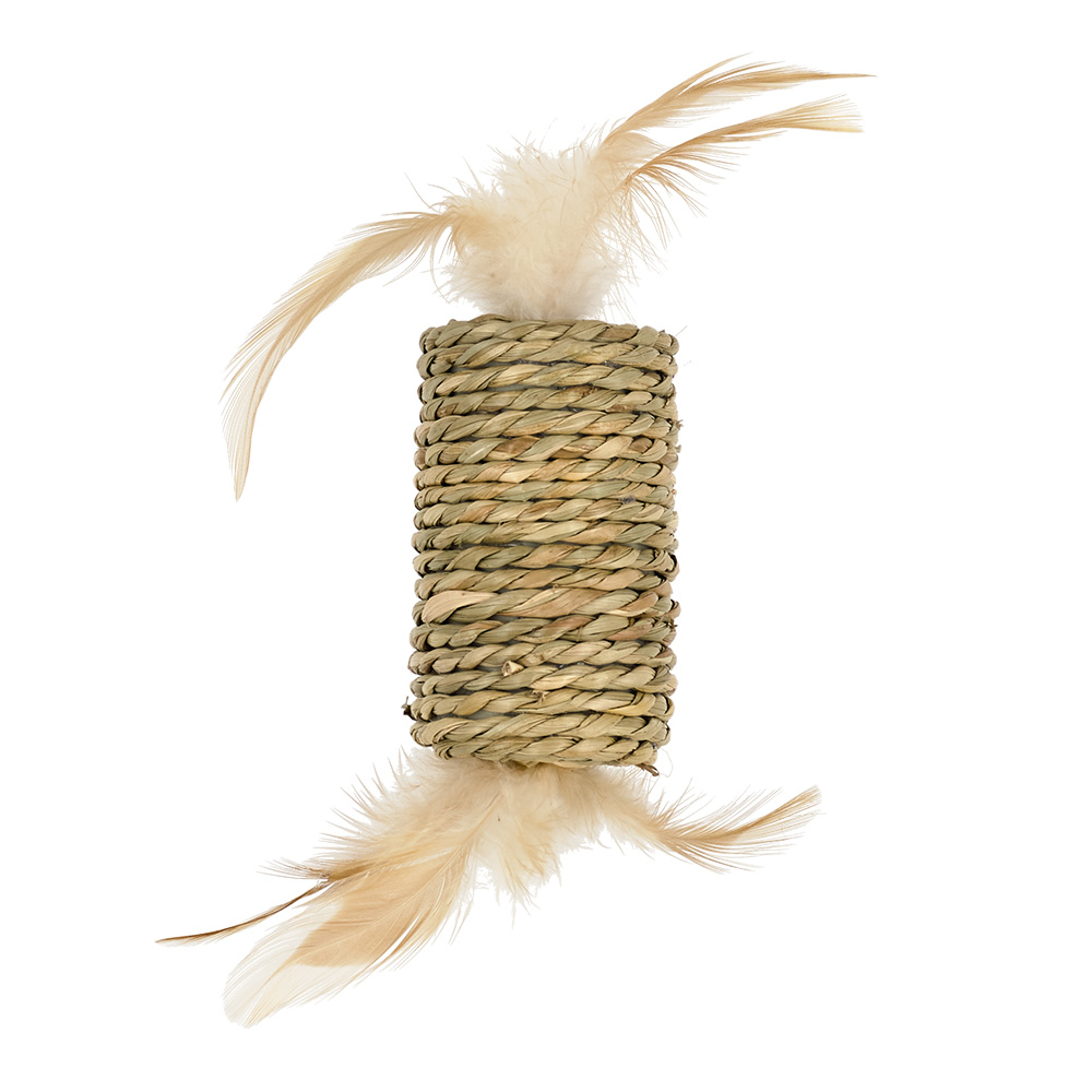 Игрушка для котов AnimAll Fun Бочка с перьями 21 см