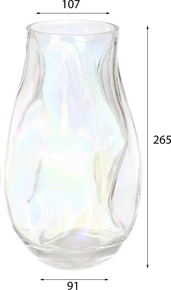Ваза стеклянная Bumble 27,5 см перламутровая прозрачная JY-23DFX705C