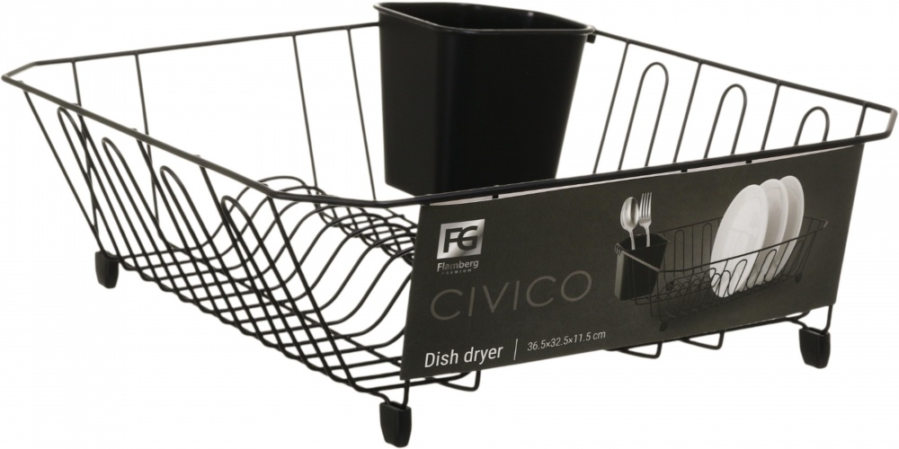 Сушарка для посуду Flamberg Premium Civico 36,5x32,5x11,5 см чорний