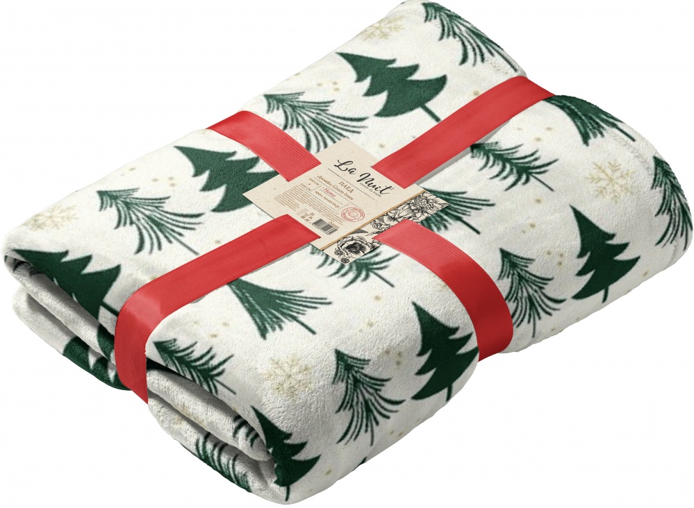 Плед флісовий Green Trees 200x220 см бежевий із зеленим La Nuit