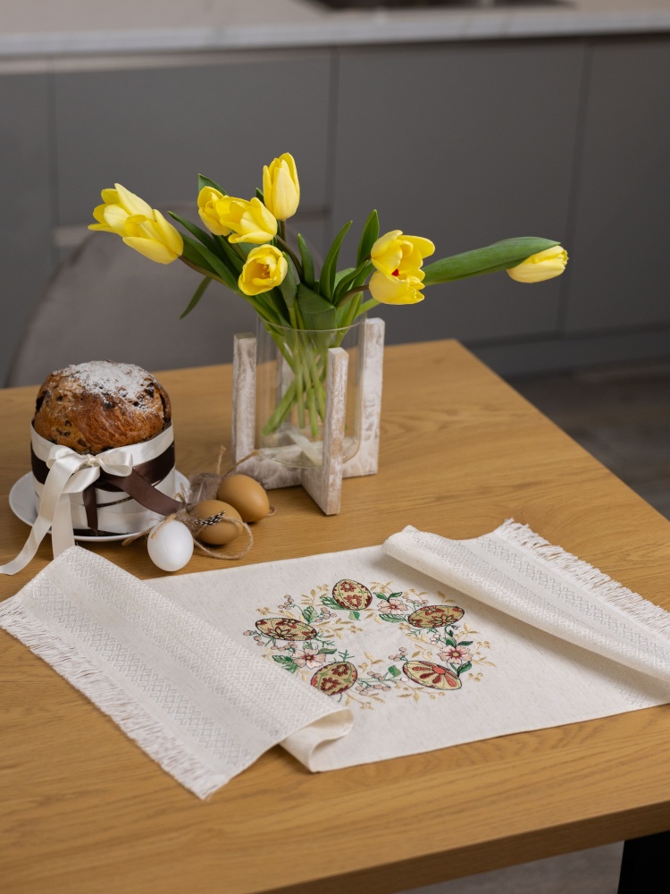 Рушник великодній 761-25/00 32x72 см Едельвіка бежевий