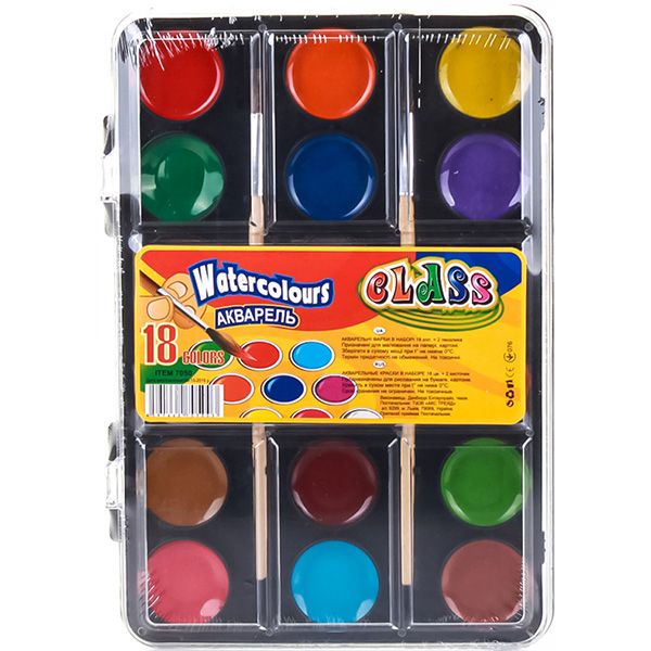 Краски акварельные 7050 18 кольорів CLASS