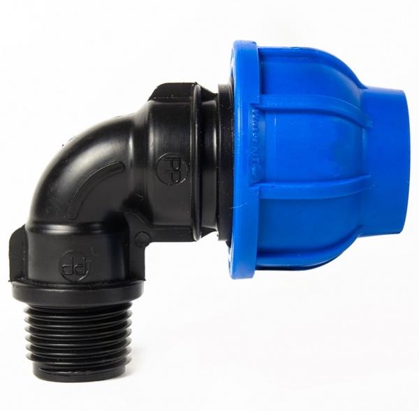 Колено зажимное 90° ValRom НР D25x1/2