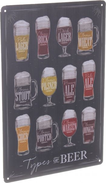 Табличка жестяная печатная Beer cups 30x20 см разноцветный 