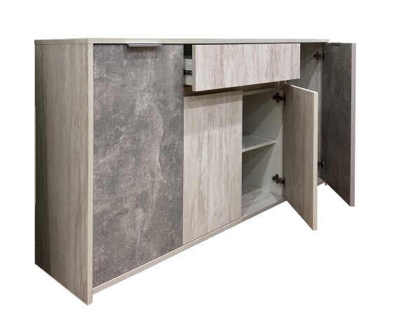 Комод напольный Фонте 1ш4д ФН-КМ-4-1я 1600х400х890 мм серый /артвуд светлый/ателье светлый 