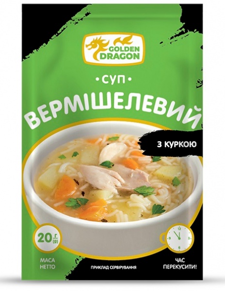 Суп GOLDEN DRAGON вермішелевий з куркою 20 г 