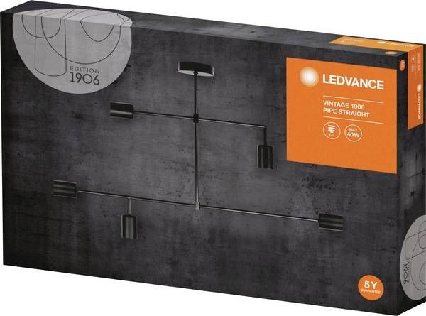 Люстра стельова Ledvance Vintage Edition 1906 Pipe Straight 5x60 Вт E27 чорний 