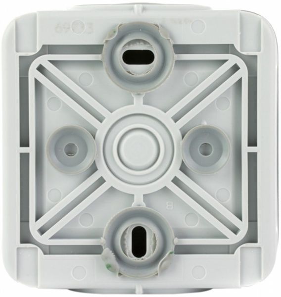 Розетка із заземленням Legrand Quteo 2К+З 16А 250 В IP55 без шторок з кришкою сірий 69733