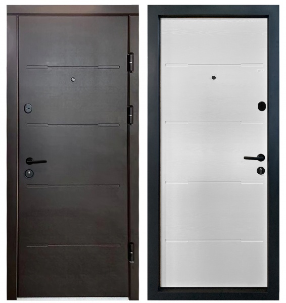 Двері вхідні Міністерство дверей КС 256+ венге горизонт темний / дуб пломбір 2050x960 мм праві