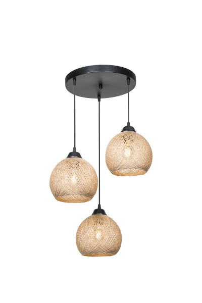 Підвіс Yumak Round 3x60 Вт Е27 чорний/кава MDL.4289 