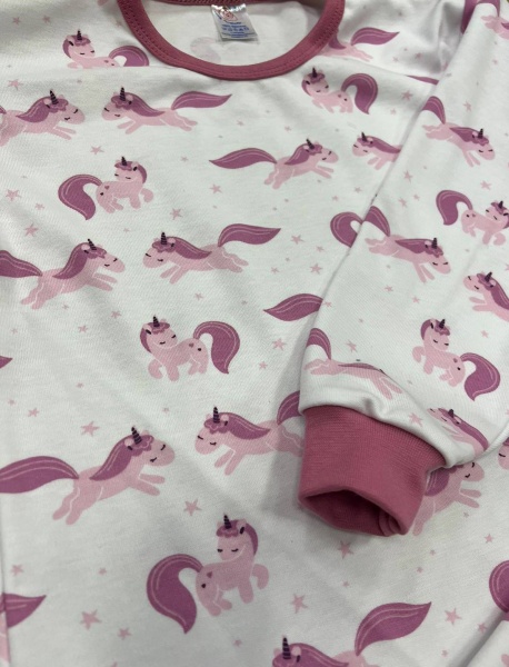 Пижама детская для девочек Моя планета единорожка sleeper р.98–104 белый с розовым Пж300-4 