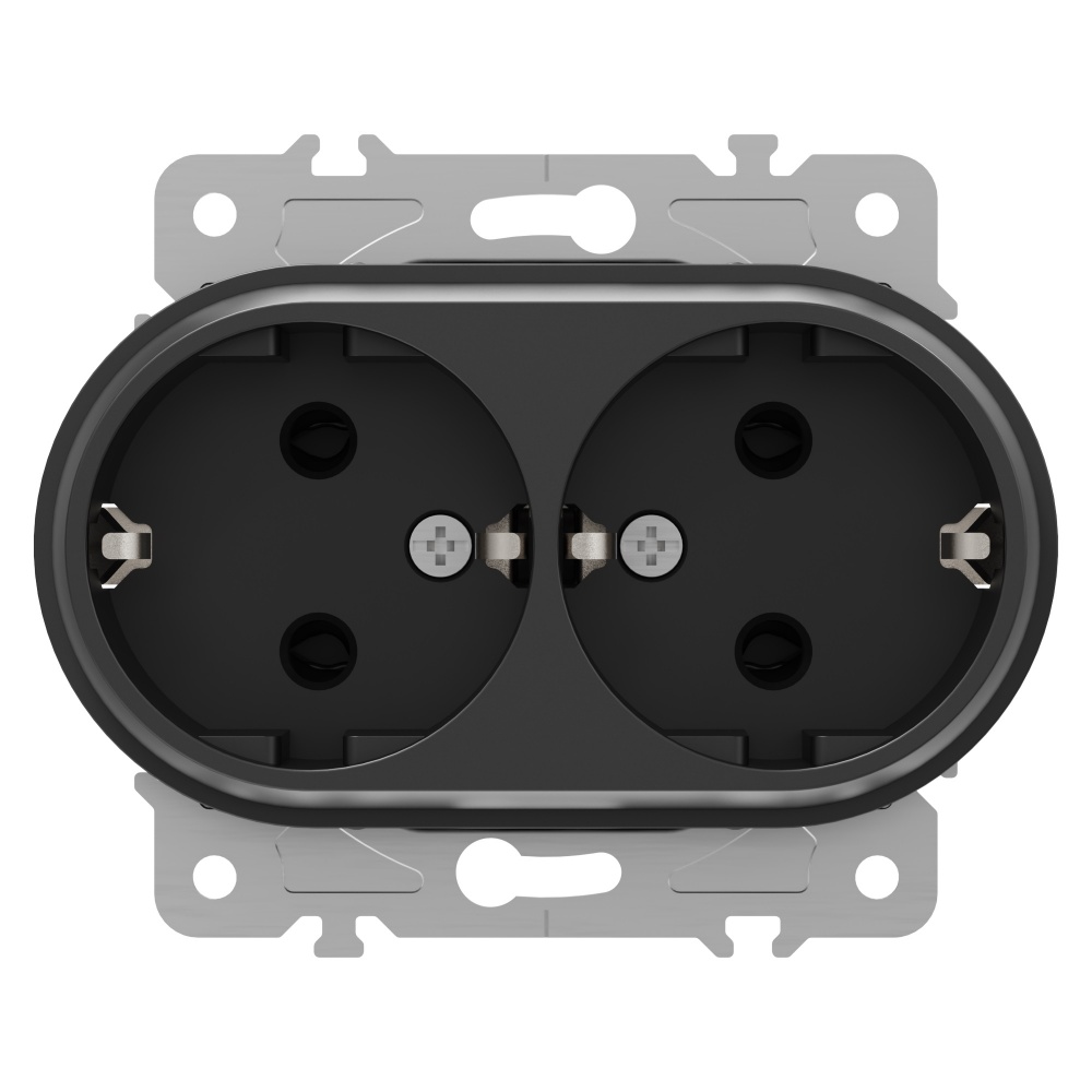 Розетка подвійна 2 із заземленням HausMark Bela чорний