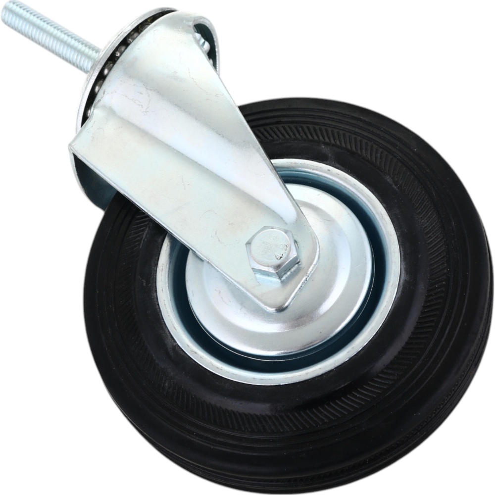 Колесо d125 мм резиновое поворотное с резьбовым штырем M10