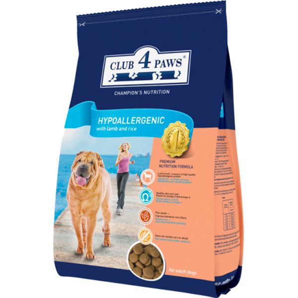 Корм Клуб 4 лапи з м'ясом ягняти та рисом 3 кг 