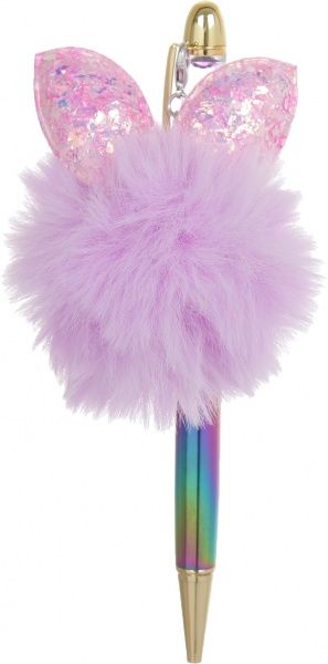 Ручка кулькова подарункова з глітером та помпоном 