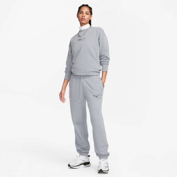 Брюки Nike W NSW PHNX FLC HR OS PANT PRNT FN7716-084 р. S серый