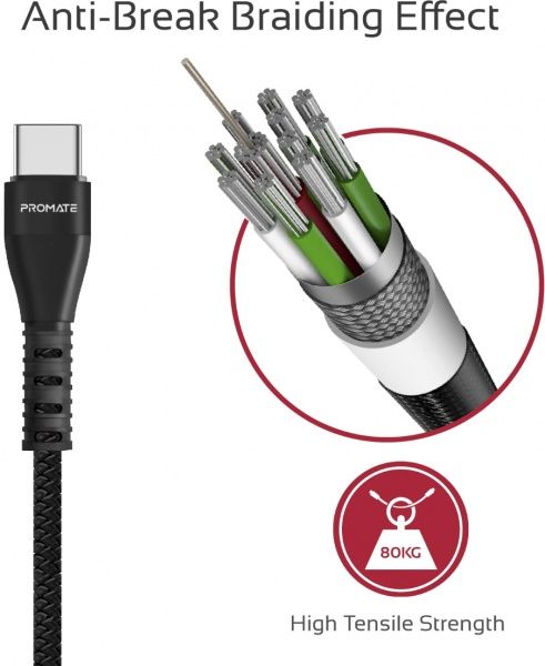 Кабель Promate USB Type-C – USB 1,2 м чорний (vigoray-c.black) 