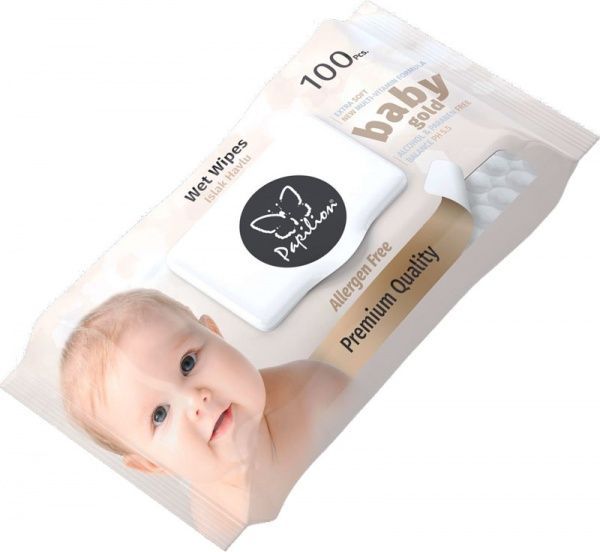 Детские влажные салфетки Papillon с пластиковой крышкой 100 шт.