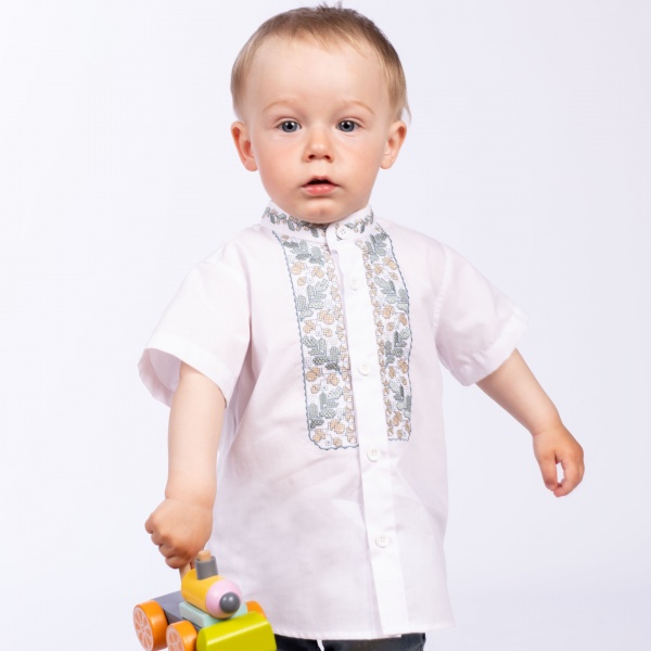 Рубашка-вышиванка Эдельвика р.92 белый 98-21/00 