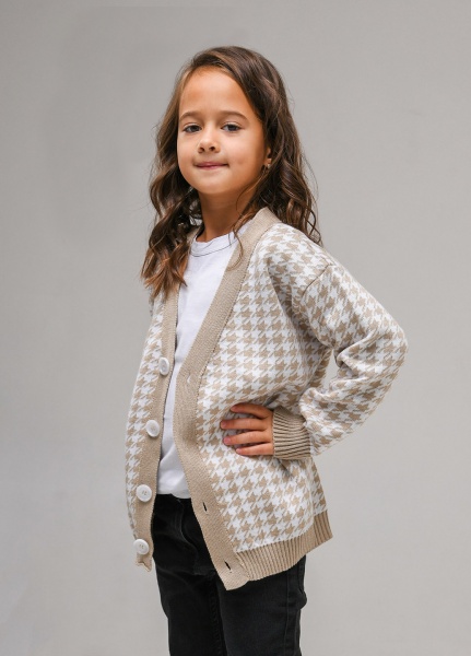 Кардиган для девочки ART KNIT Лапки р.140146 бежевый 