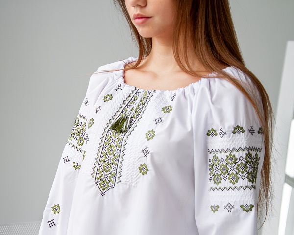 Вишиванка Galychanka Діва р. М білий із зеленим Wb-039