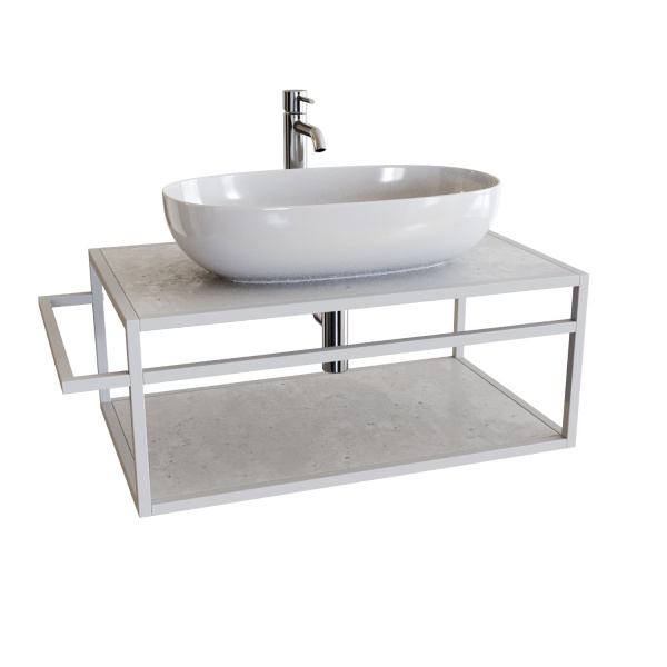 Тумба под умывальник Altstahl Tero 1 с одним поручнем (766x330x466) белая