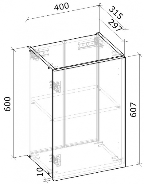 Шафа верхня МС Сніжана 40х61х31,5 см, білий Грейд