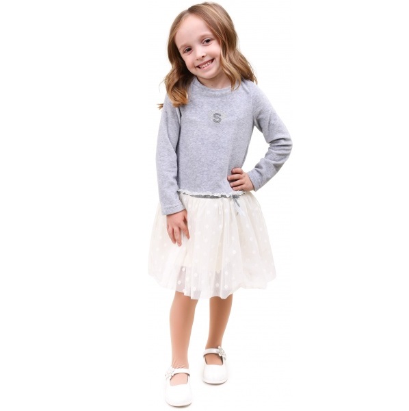 Платье Sasha 4746 р.110 серый/молочный 