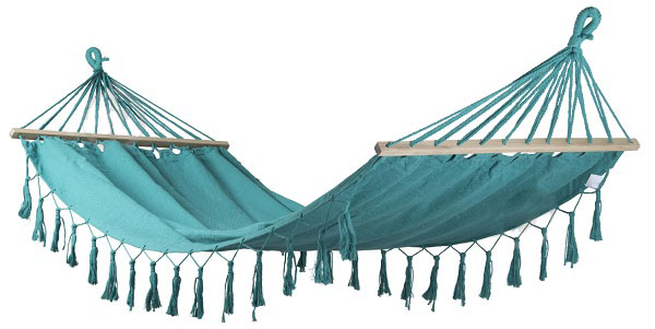 Гамак хлопчатобумажный UP! (Underprice) с бахромой 100x200 см бирюзовый